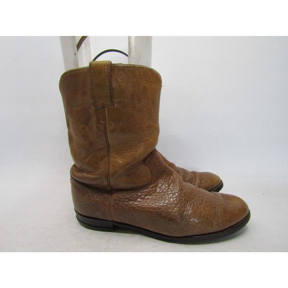 Justin Mens Size 10.5 EE Brown Leather Bullhide Cowboy Western Boots main image 6
